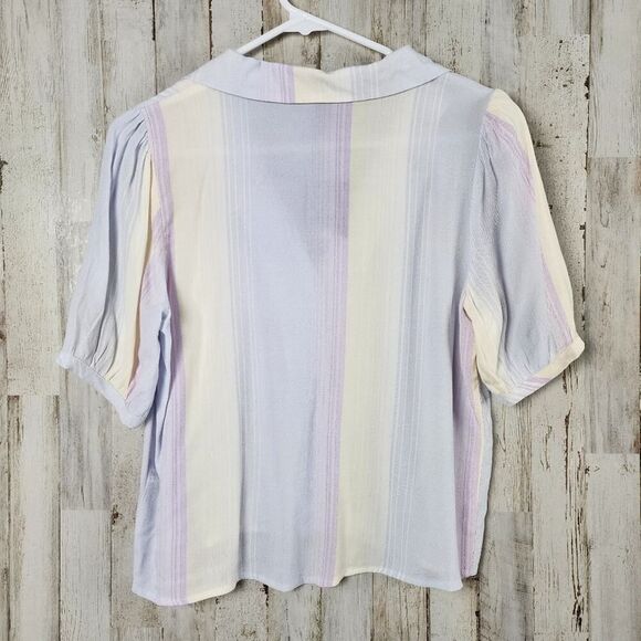 Forever 21 Rayon Short Sleeve Button Down Shirt Multicolored Size Small - Picture 2 of 9